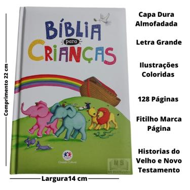 Imagem de Bíblia Para Crianças Infantil Ilustrada Capa Dura Almofadada Baseada Tradução João Ferreira de Almeida Letra Grande
