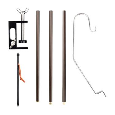 Imagem de shamjina Lanterna de acampamento suporte com braçadeira de mesa leve suporte da lâmpada gancho luz pendurado pólo para jardim churrasco atividades ao ar livre, Café
