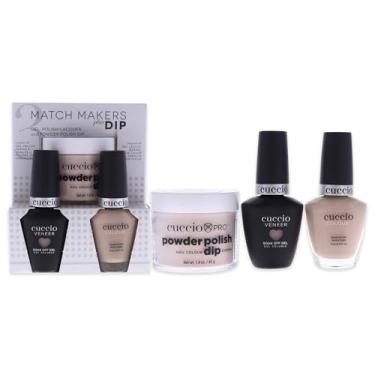 Imagem de Match Makers Plus Dip – Bete Your Lip by Cuccio para mulheres – 3 unidades de sistema de polimento em pó profissional de 45 g, gel de imersão folheado de 12,5 g, esmalte colorido de 12 g