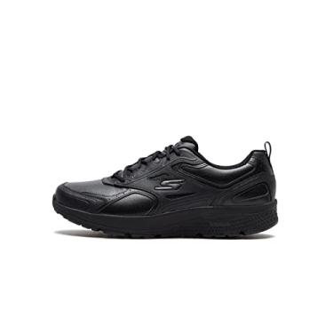 Imagem de Skechers Tênis feminino Go Run de couro consistente para treino cruzado com espuma resfriada a ar, Preto, 11.5