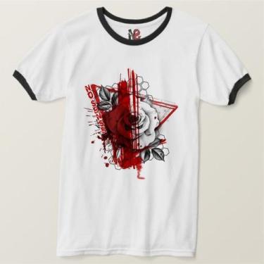 Imagem de Camiseta Feminina Ringer Tee Babylook Rosa Triangule Red - No Sense