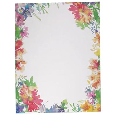 Imagem de Papel de parede para aquarela com bordas florais – 60 folhas de papel bonito para impressoras a jato de tinta/laser