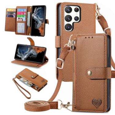 Imagem de Furiet Capa carteira para Samsung Galaxy S24 Ultra 5G bolso com zíper bolsa com alça de pulso, suporte de couro PU flip fólio porta-cartões acessórios capa de telefone para S24Ultra 24S S 24 24Ultra