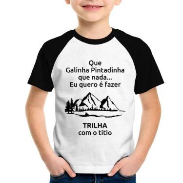 Imagem de Camiseta Raglan Infantil Trilha Com O Titio Trekking - Foca Na Moda