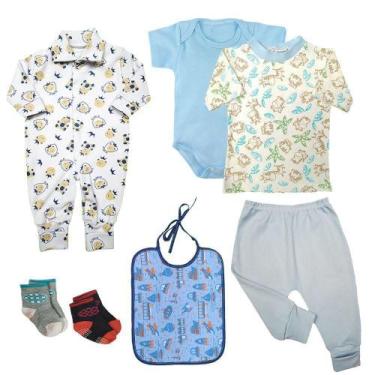 Imagem de Kit Bebê 7 Pçs Macacão Camiseta Body Mijão E Acessórios Bebê - Koala B