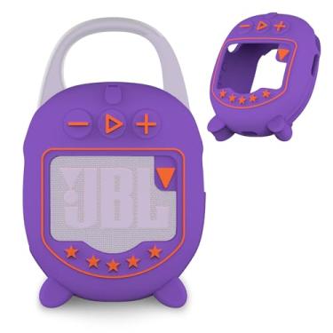 Imagem de JCHPINE Capa de silicone para alto-falante Bluetooth JBL Clip 5 ultra portátil, acessórios de proteção para alto-falante JBL Clip 5 Pro Sound Bluetooth Stand Up (apenas capa) (roxo)
