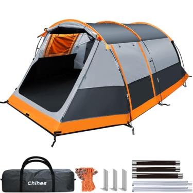 Imagem de Chihee Tendas de acampamento Tenda de túnel para 4 pessoas, barraca familiar com 2 portas, barraca extra à prova de intempéries, barraca de 4 estações, com lençóis duplos à prova d'água, bolsa de