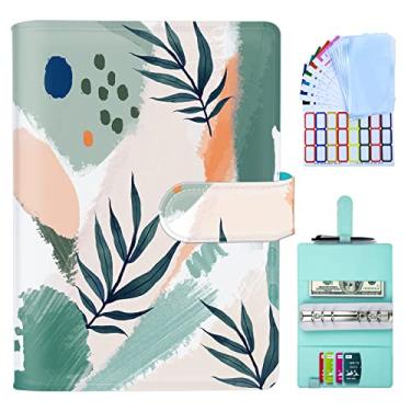 Imagem de Fichário econômico com envelopes com zíper, organizador de dinheiro para dinheiro, fichário A6 de couro PU com envelopes de dinheiro para economizar dinheiro e organizador, envelopes de dinheiro para