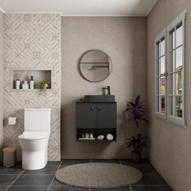 Imagem de Gabinete para Banheiro com Tampo de Vidro Baru Preto