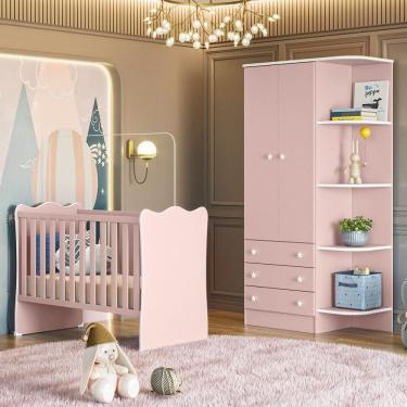 Imagem de Quarto Infantil Completo Ana 2 Portas 3 Gavetas Rosa - Pnr Móveis