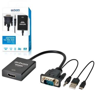 Imagem de Adaptador Conversor VGA Para HDMI Com Audio e Vídeo Full HD, Exbom - C