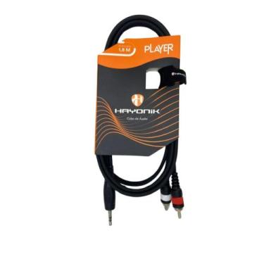 Imagem de Cabo Auxiliar P2 (3,5mm) Rca 1,8m Áudio Plug Estéreo Hayonik - HAYONIK