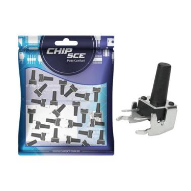 Imagem de 25x Chave Táctil 2 Terminais+Suporte 6 x 6 x12,5mm 90º Graus - CHIPSCE