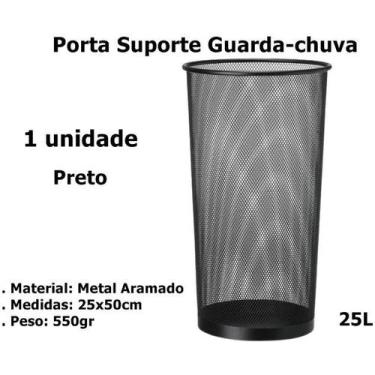 Imagem de Porta Guarda-Chuva Lixeira, 25L, Preto, 27x50cm - Gv Office