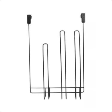 Imagem de Suporte Papel Toalha Porta Rolo Triplo Encaixe em Aço Preto - Jomer