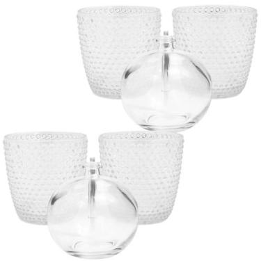 Imagem de Jogo De Porta Velas Cristal 7cm Com 4 Unidades E 2 Velas Lamparinas 10