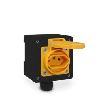 Imagem de Tomada + Caixa Preta Padrão Brasileiro 2P+T 20A Amarelo