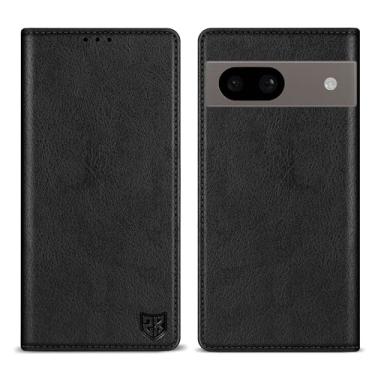 Imagem de ZZXX Capa carteira para Google Pixel 8A com [bloqueio RFID] com suporte para cartão de couro magnético forte dobrável capa protetora para celular para Google Pixel 8A (preta - 15,5 cm)