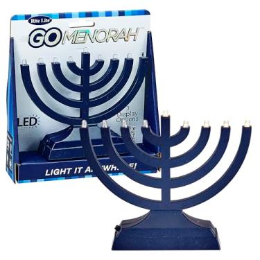 Imagem de Rite Lite Go Menorah Mini Menorá Elétrica Metálica - Bateria LED/Alimentado por USB Chanucá Menorá Feriado Judaico - Decoração de Casa para Carro de Escritório Presentes de Hanukkah Judaica, Botão