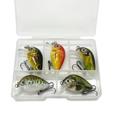 Imagem de SEASKY Mini iscas de pesca de 2,5 cm, 1,5 g, anzóis de água superior rígidos, iscas artificiais, panfish/crappie, 5 pçs/estojo 1,4 g 2,5 cm (KIT2)