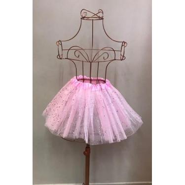 Imagem de Saia Carnaval Halloween Rosa Tule Com Led Glitter 30 CM - Só Princesas