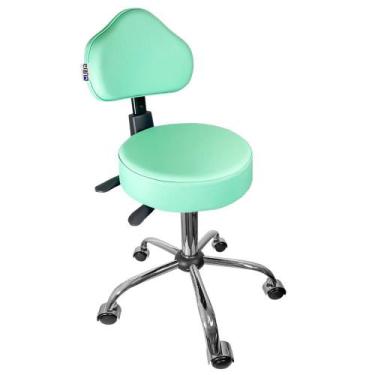 Imagem de Mocho - verde claro - back system preto - base cromada - rodizio croma