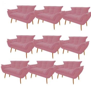 Imagem de Kit 09 Namoradeira  Decorativa  Opala Pés Palito em Madeira 2 Lugares 