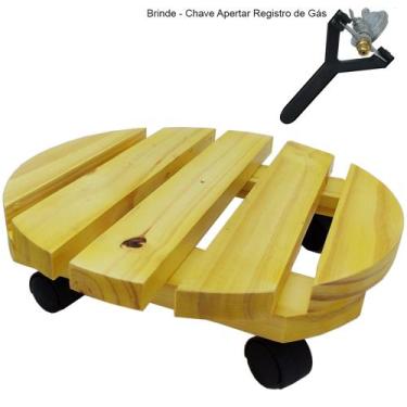 Imagem de Suporte Em Madeira Para Vasos E Botijão De Gás Com Rodinhas - Recarts,