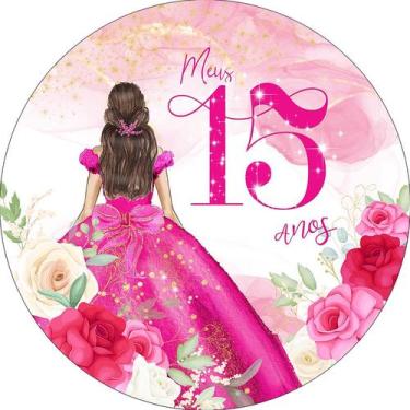 Imagem de Painel De Festa Redondo 1,50x1,50 - 15 Anos Princesa Pink 160 - Via Co