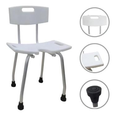 Imagem de Banqueta Cadeira De Banho Com Encosto P/ Idoso Até 170kg Alo, Branco
