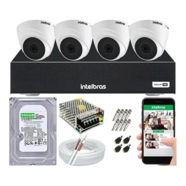 Imagem de Kit Cftv 4 Câmeras Segurança Intelbras Ir Dome Dvr Mhdx 1104