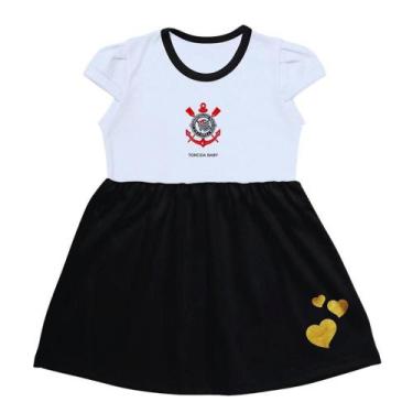 Imagem de Vestido Infantil Corinthians Canelado Torcida Baby, Tam 4