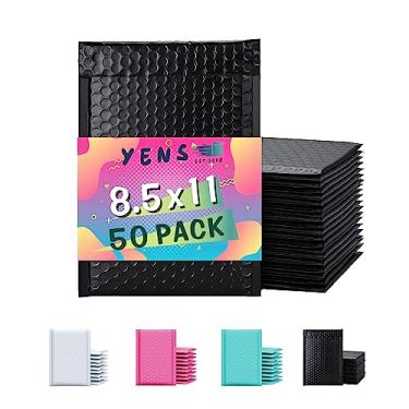 Imagem de Yens Envelopes de plástico bolha 8,5 x 12 pacote com 50 sacos de envio autoselantes pretos à prova d'água, envelopes acolchoados para envio, correspondência, embalagem espaço útil 21 x 28 cm