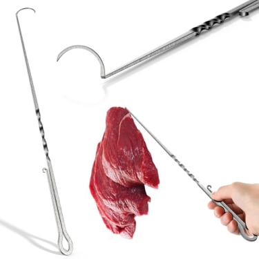 Imagem de Zonon Gancho para churrasco, flipper de carne, gancho de carne com cauda pontiaguda, virador de alimentos resistente, virando legumes e carne, ótima ferramenta para churrasco (40 cm)