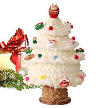 Imagem de Árvore de Natal de tampo de mesa pequena, decoração de mesa de árvore de Natal, Árvore de Natal pequena de cone de malha, Enfeites coloridos decorativos de árvore de Natal de mesa de 26 cm/10 polegada