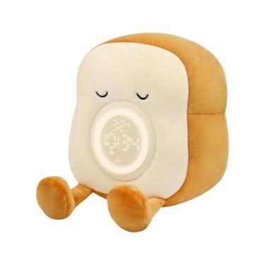 Imagem de Ｂｅｓｇａ Despertador de pelúcia lâmpada bonito luz da noite portátil ajustável torrada cama de pelúcia relógio despertador digital para salas de estudo, Olhos Fechados