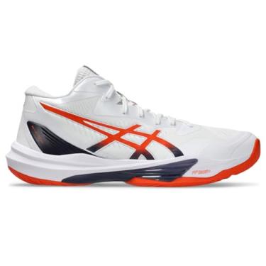 Imagem de ASICS Tênis de vôlei masculino Sky Elite FlyteFoam 3, Branco/Laranja Nova, 42