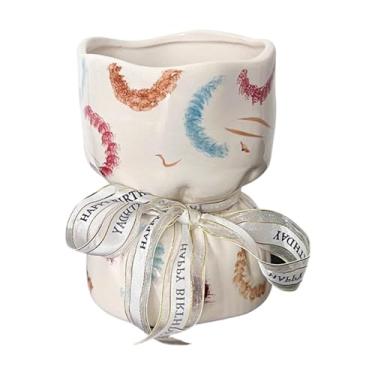 Imagem de Ioensy Vaso de cerâmica arranjo de flores, suprimentos para festa, ornamento de mesa, recipiente decorativo de plantas para sala de estar interna, prateleira, Multicolorido