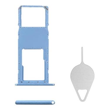 Imagem de BESJMYT Substituição da bandeja do cartão SIM para Samsung Galaxy A11 (versão SIM único) Adaptador de suporte de slot de bandeja de cartão azul com ejetor de agulha para A11 SM-A115U SM-A115U1