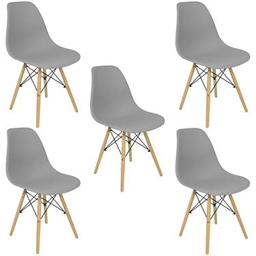 Imagem de Kit 5 Cadeiras Charles Eames Eiffel Wood Design Cinza - Lianto Decor