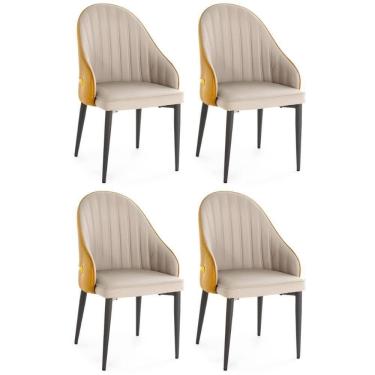 Imagem de Kit 4 Cadeiras De Jantar Estofada Design La Martina - Bege