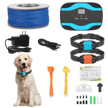 Imagem de RUXAN Cerca elétrica para dois cães, sistema de cerca subterrânea para cães 2025, sistema de contenção de animais de estimação acima do solo recarregável com receptores de coleira à prova d'água, fio