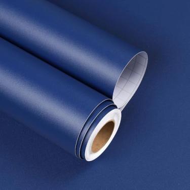 Imagem de YENHOME Papel de parede azul para cozinha, 43 x 500 cm, papel de parede azul marinho para quarto, quarto de meninos, dormitório, papel de parede azul sólido fosco