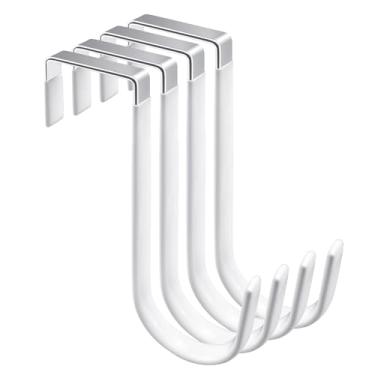 Imagem de Quacc 4 peças ganchos sobre a porta cabide de toalha de porta com borracha para evitar arranhões organizador resistente para sala de estar, banheiro, pendurar roupas, toalhas, chapéus, casacos