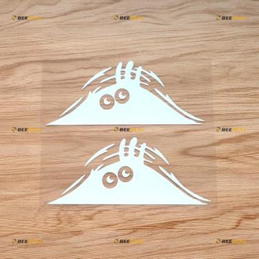 Imagem de Adesivo de vinil engraçado Peeking Monster para carro, caminhão, pacote com 2, branco, 15 cm, para carro, barco, laptop, copo sem fundo cortado