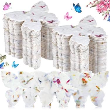 Imagem de Dunzoom 50 peças de papel de semente de flores silvestres feito à mão para plantar, etiquetas de pétalas de flores recicladas, lembrancinhas de casamento para convidados, cartões de presentes