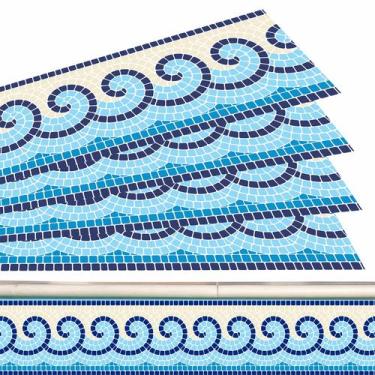 Imagem de Kit 12 Adesivos Piscina Mosaico Ondas Do Mar Azul E Areia 100x20cm - R