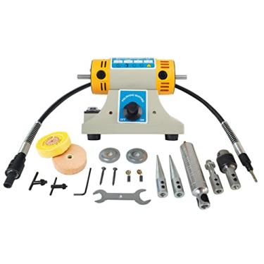 Imagem de Rebrisbol Polidor de buffer de joias, polidor de bancada com acessórios, moedor de torno elétrico multifuncional para joias DIY, madeira, odontologia, âmbar, metal, jade