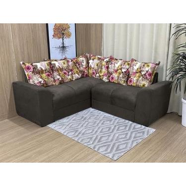 Imagem de Sofá Canto Marrom com Floral 603/66 Belo - Alpoim
