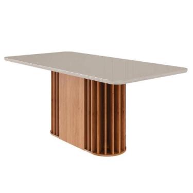 Imagem de Mesa de Jantar Retangular Tampo MDF/Vidro 180cm Mesa para 6 Pessoas Ju
